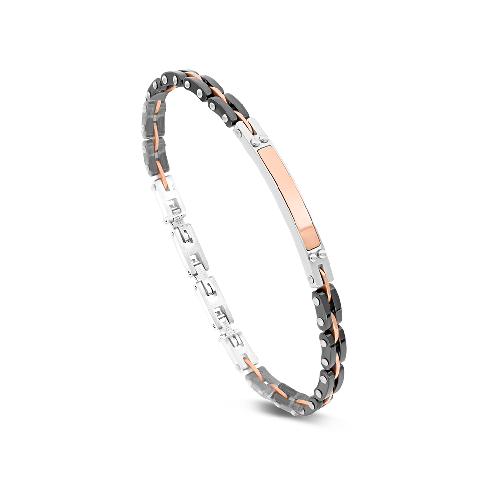 Stainless Steel 316L Bracelet, Rhodium And Black And  Rose Gold Plated