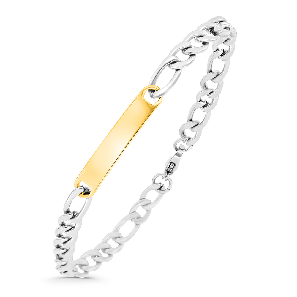 Stainless Steel 304L Bracelet, Rhodium And Gold Plated For Men's