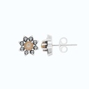Sterling Silver 925 Earring Embedded With Natural Pink Shell And Marcasite Stones