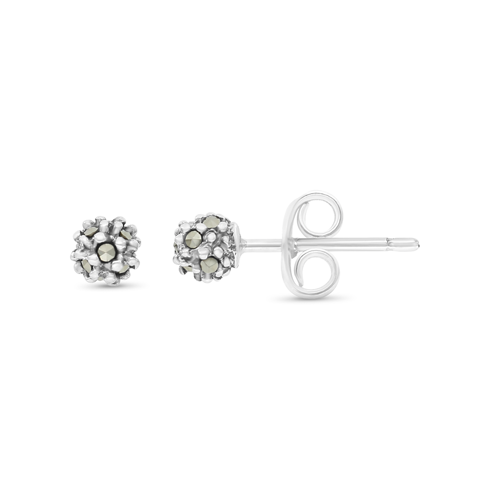 Sterling Silver 925 Earring Embedded With Marcasite Stones