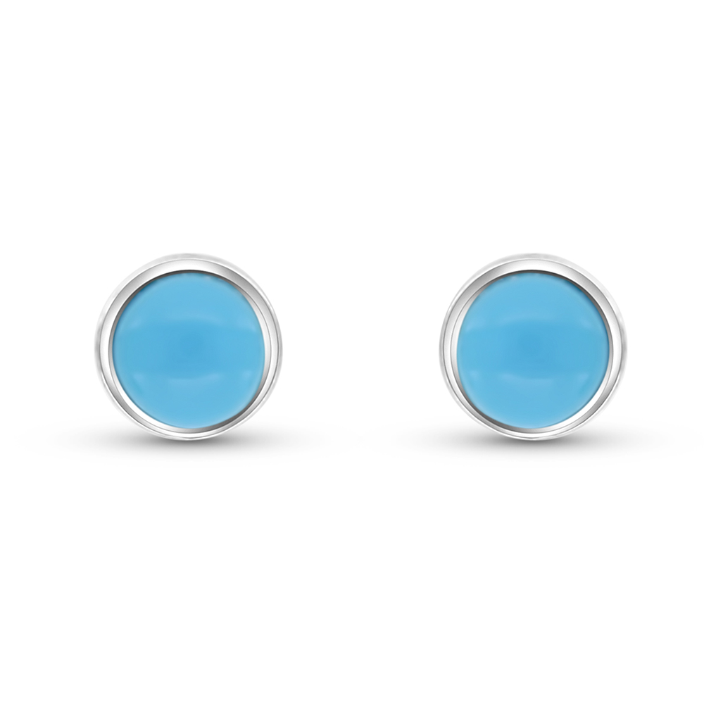 Sterling Silver 925 Earring Embedded With Natural Processed Turquoise