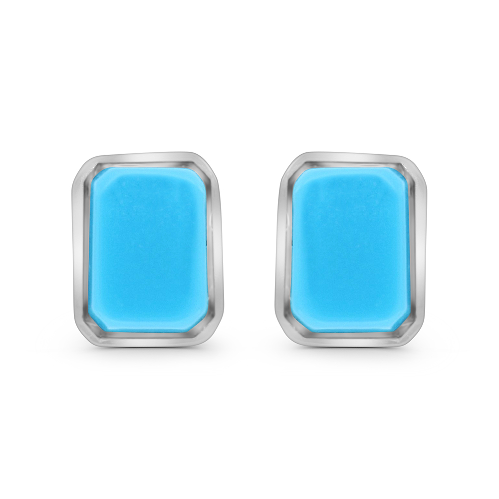 Sterling Silver 925 Earring Embedded With Natural Processed Turquoise