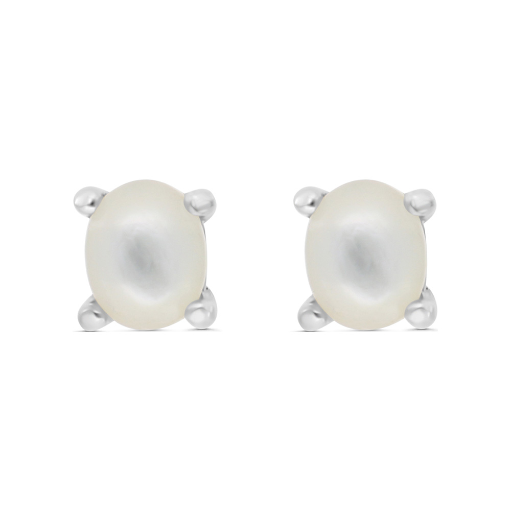 Sterling Silver 925 Earring Embedded With Natural White Shell