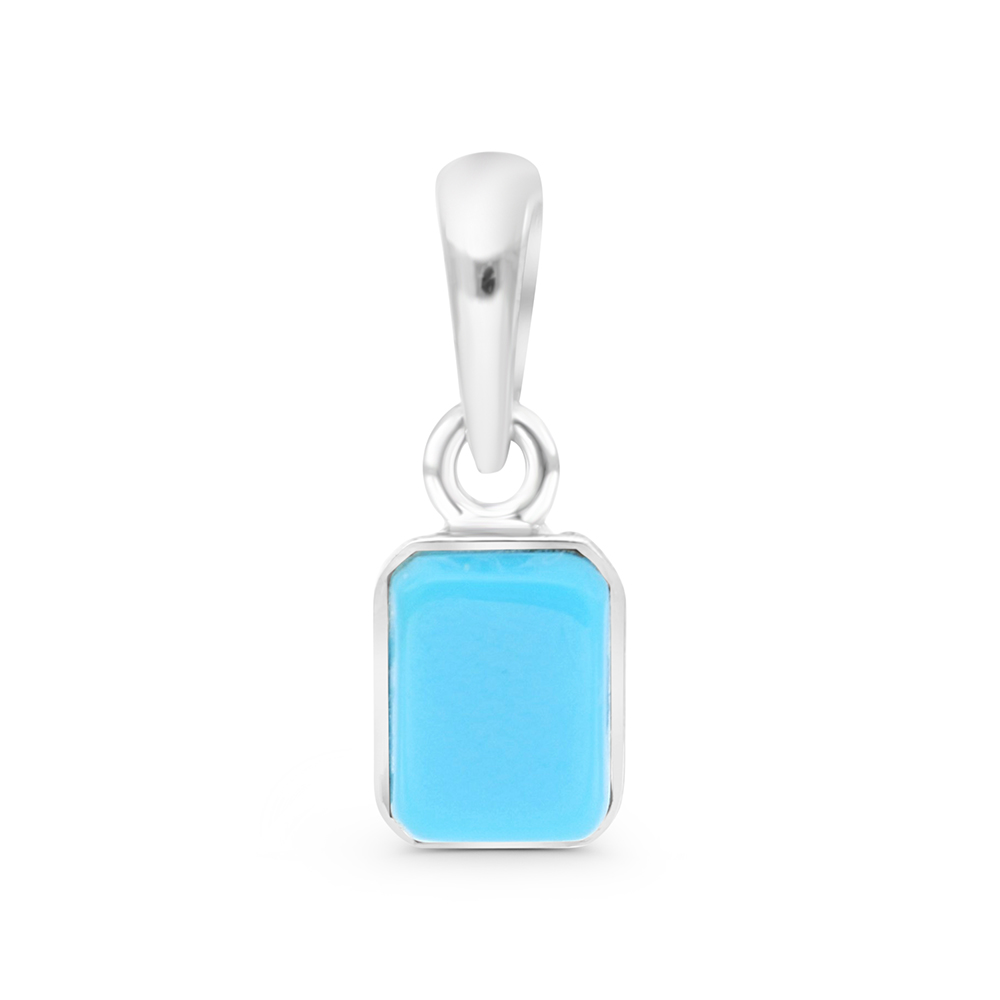 Sterling Silver 925 Pendant Embedded With Natural Processed Turquoise