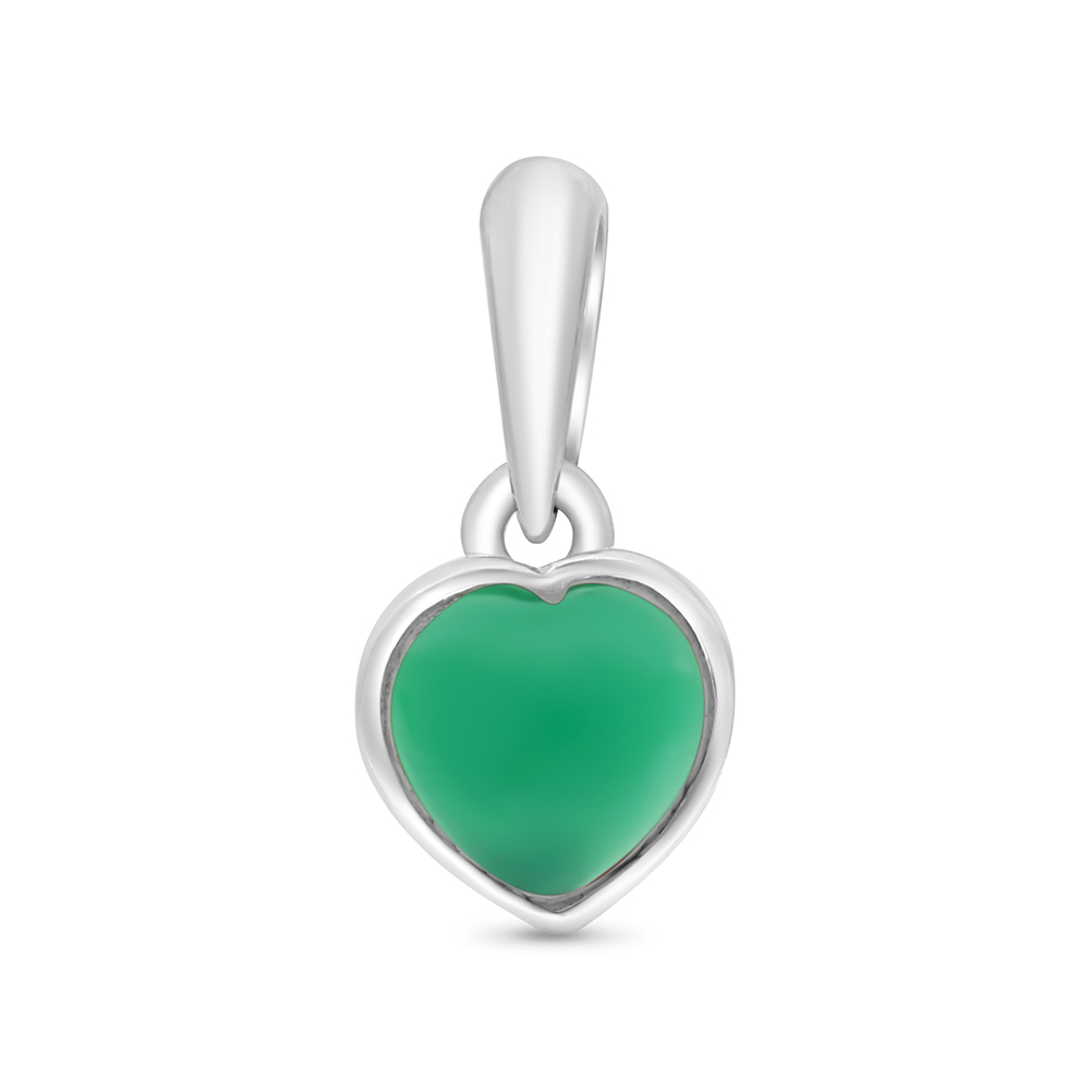 Sterling Silver 925 Pendant Embedded With Natural Green Agate  