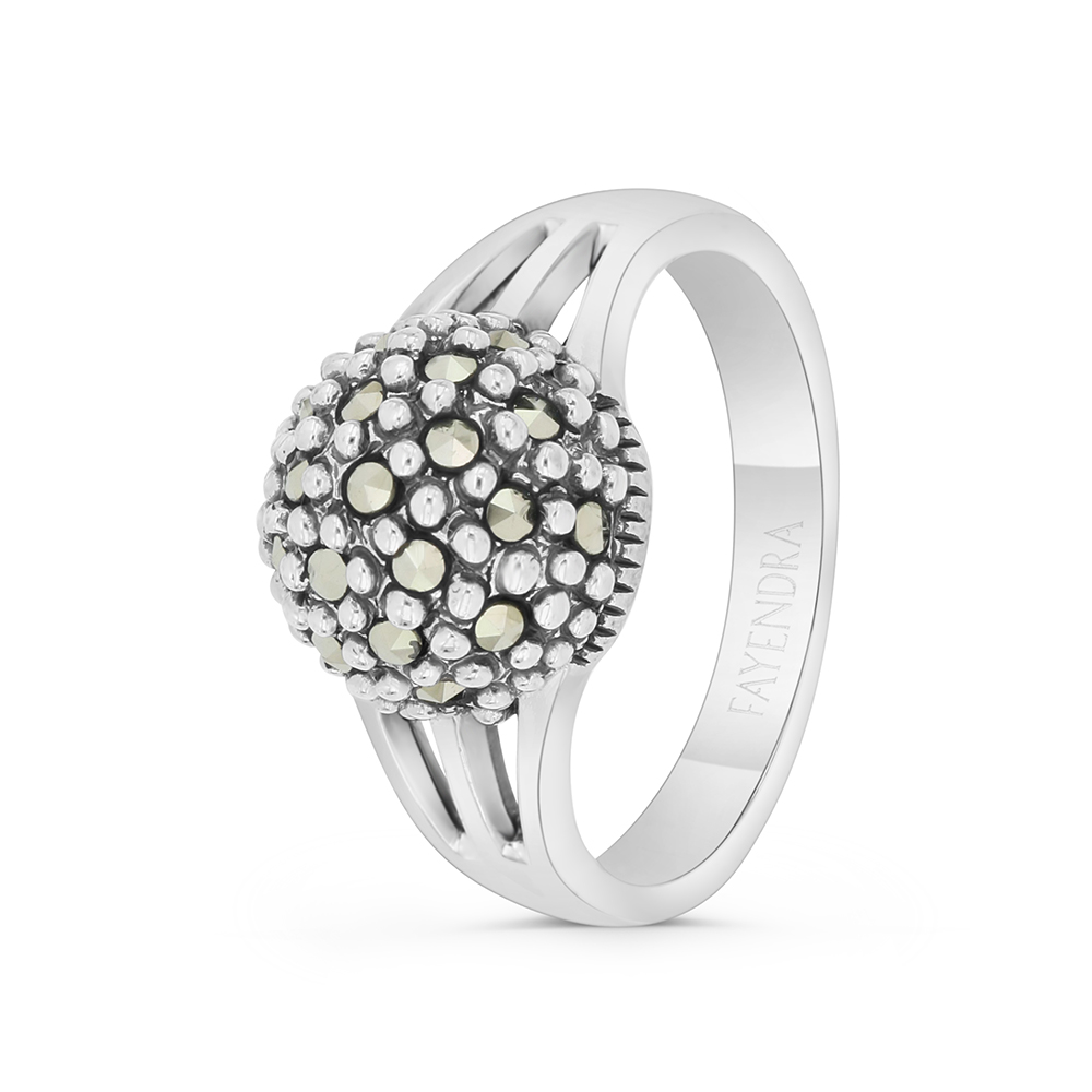 Sterling Silver 925 Ring Embedded With Marcasite Stones