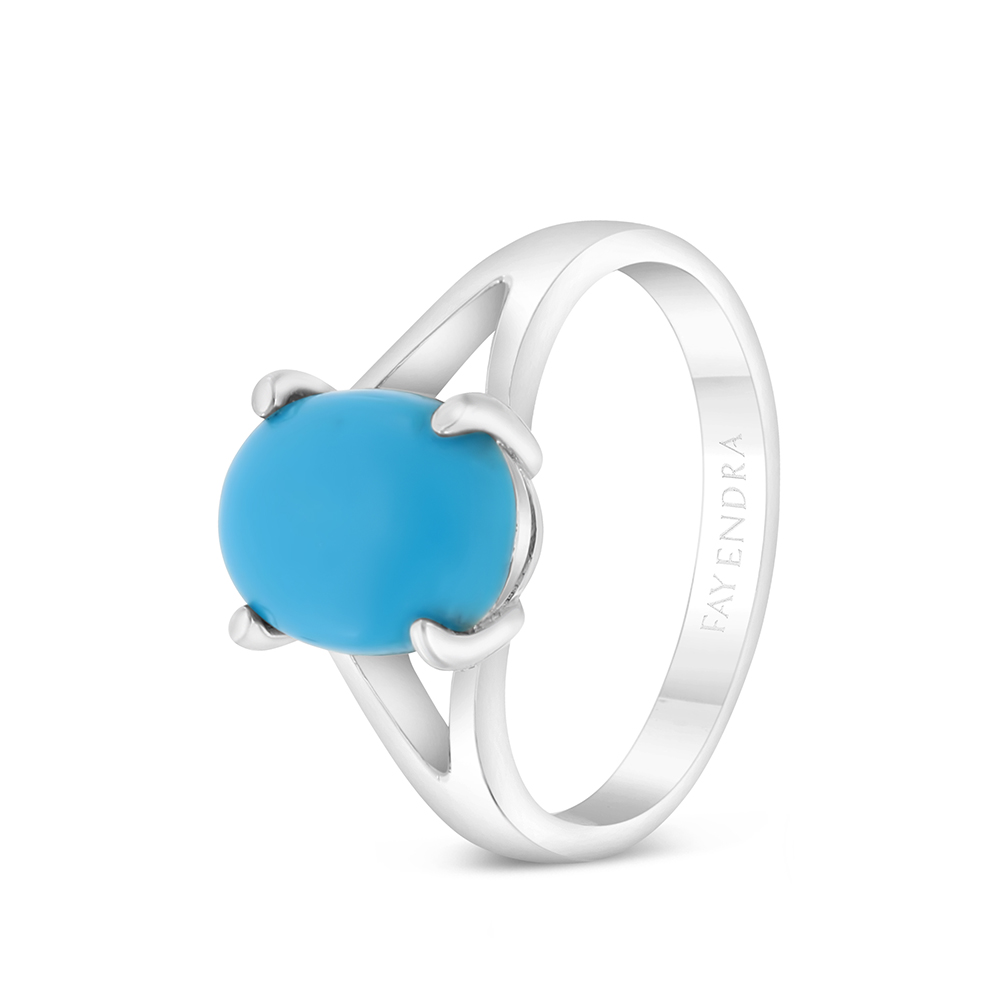 Sterling Silver 925 Ring Embedded With Natural Processed Turquoise