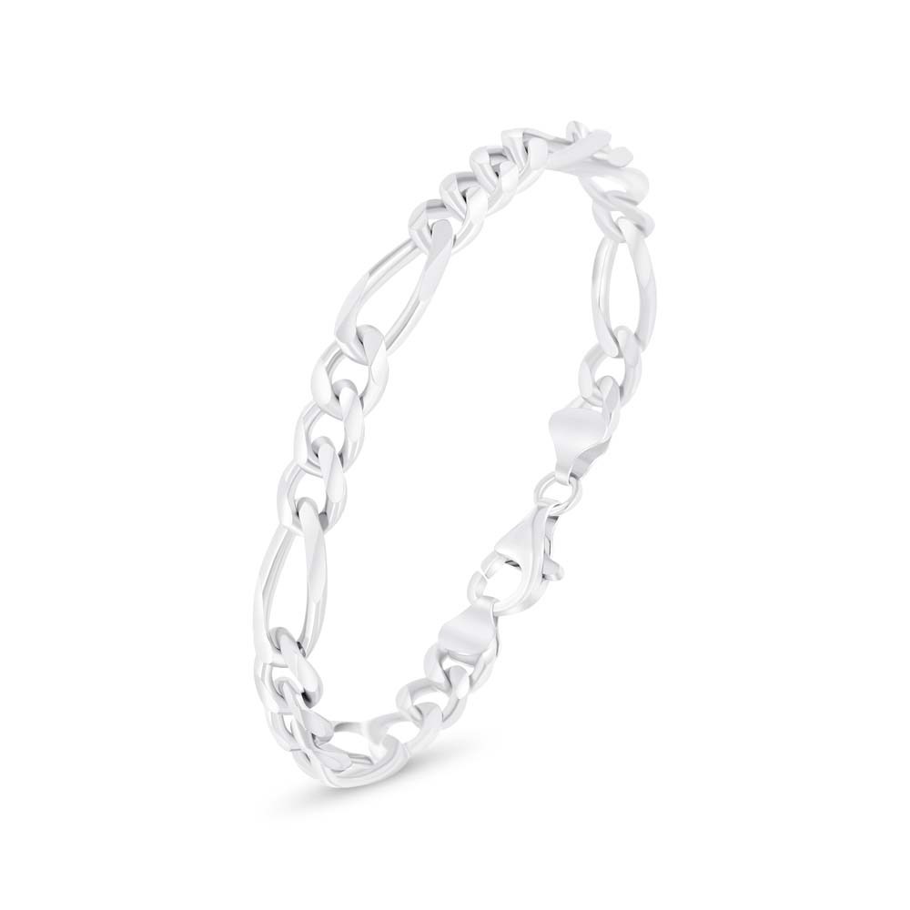 Italian Silver 925 Bracelet, Rhodium Plated For Men