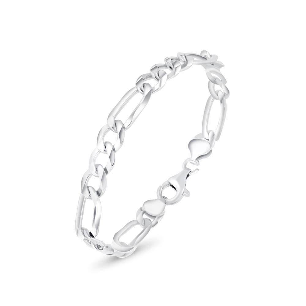 Italian Silver 925 Bracelet, Rhodium Plated For Men