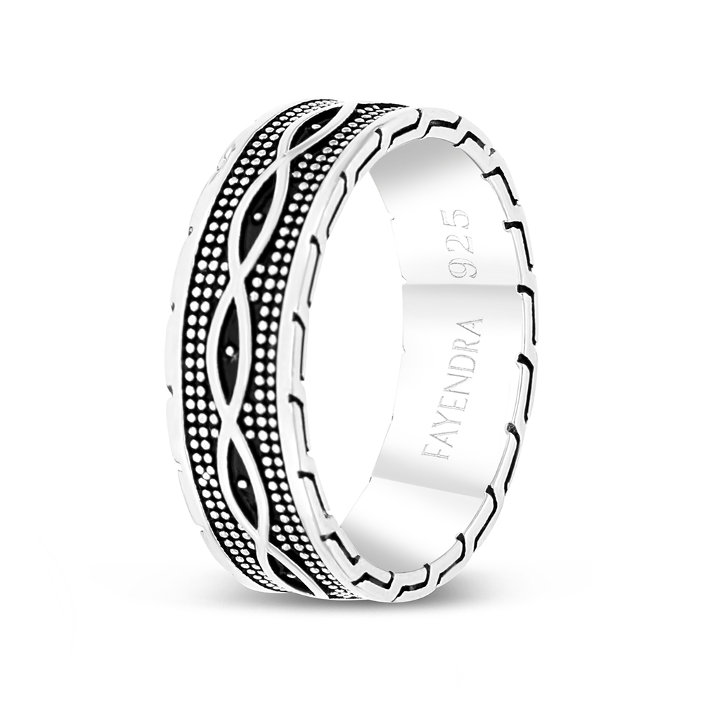 Sterling Silver 925 WEDDING RING Rhodium And Black Plated