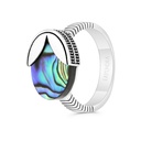 Sterling Silver 925 Ring Rhodium And Black Plated Embedded With Blue shell For Men  Flat Stone