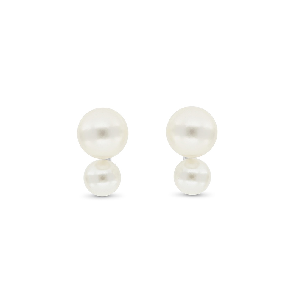 Sterling Silver 925 Earring Rhodium Plated Embedded With White Shell Pearl 