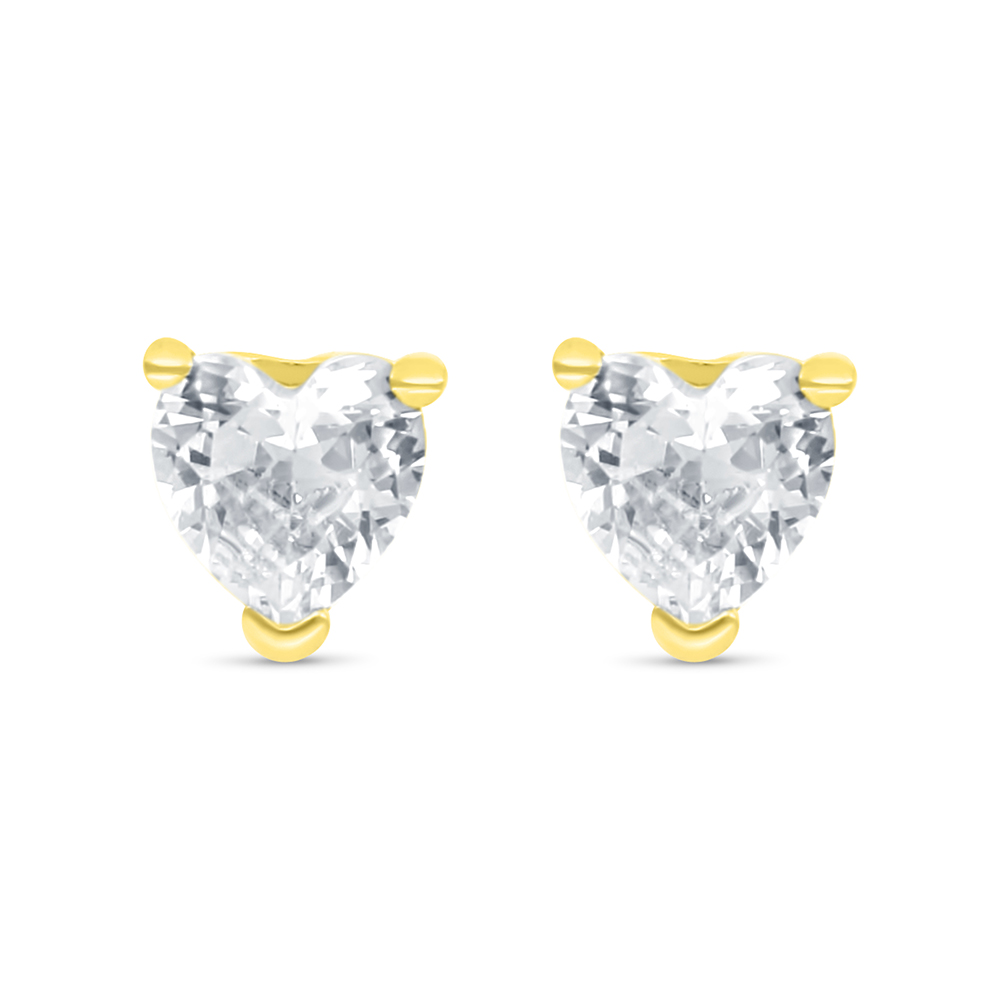 Sterling Silver 925 Earring Gold Plated Embedded With White CZ