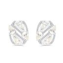 Sterling Silver 925 Earring Rhodium Plated Embedded With Yellow Zircon And White CZ