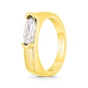 Sterling Silver 925 Ring Gold Plated  Embedded With Yellow Zircon