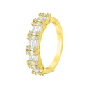 Sterling Silver 925 Ring Gold Plated Embedded With White CZ