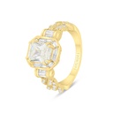 Sterling Silver 925 Ring Gold Plated  Embedded With Yellow Zircon And White CZ