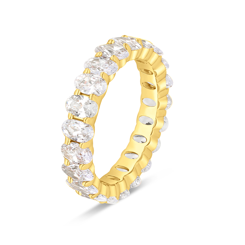 Sterling Silver 925 Ring Gold Plated Embedded With White CZ