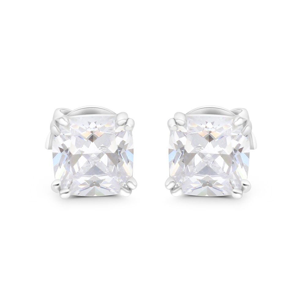 Sterling Silver 925 Earring Gold Plated Embedded With White CZ