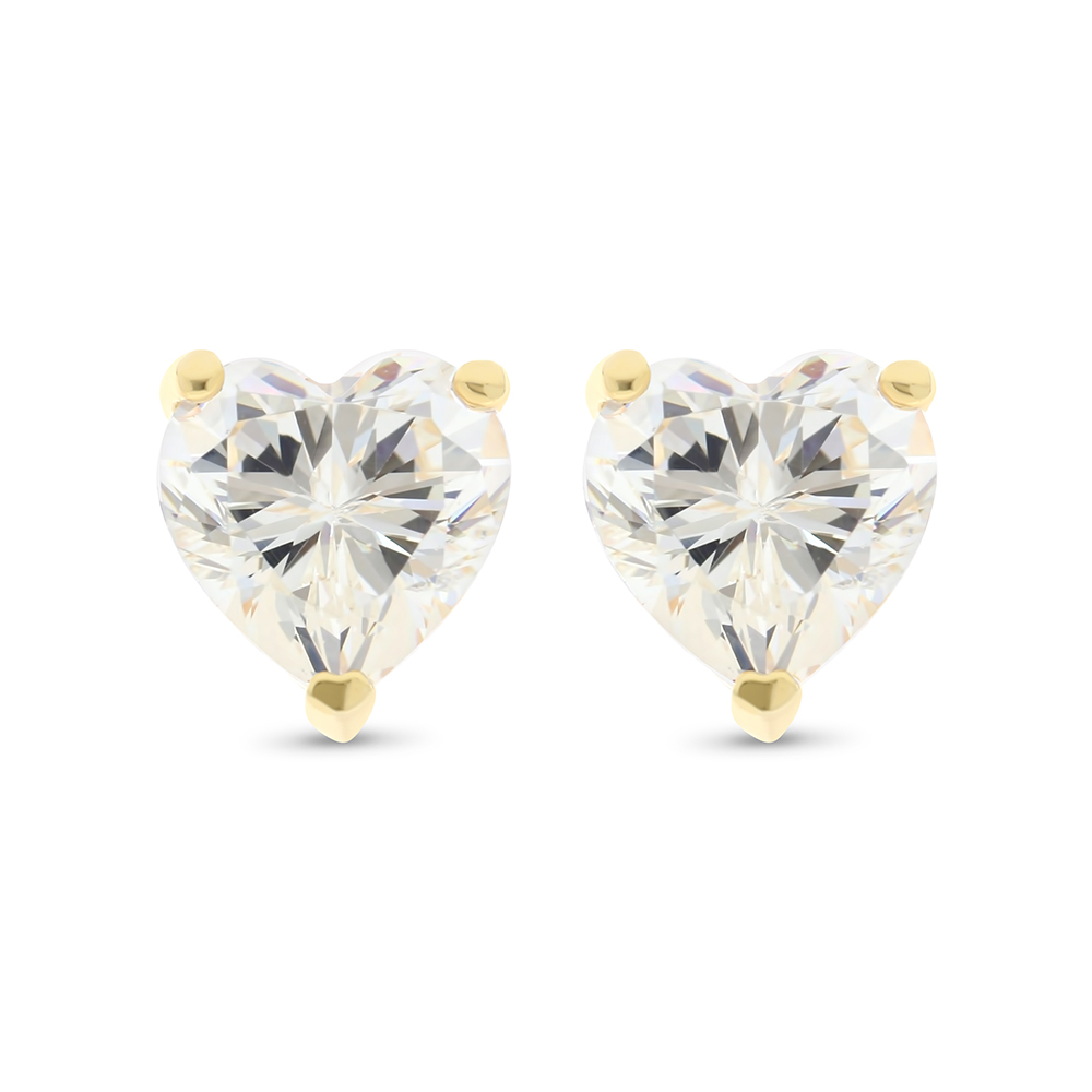 Sterling Silver 925 Earring Gold Plated Embedded With Yellow Zircon