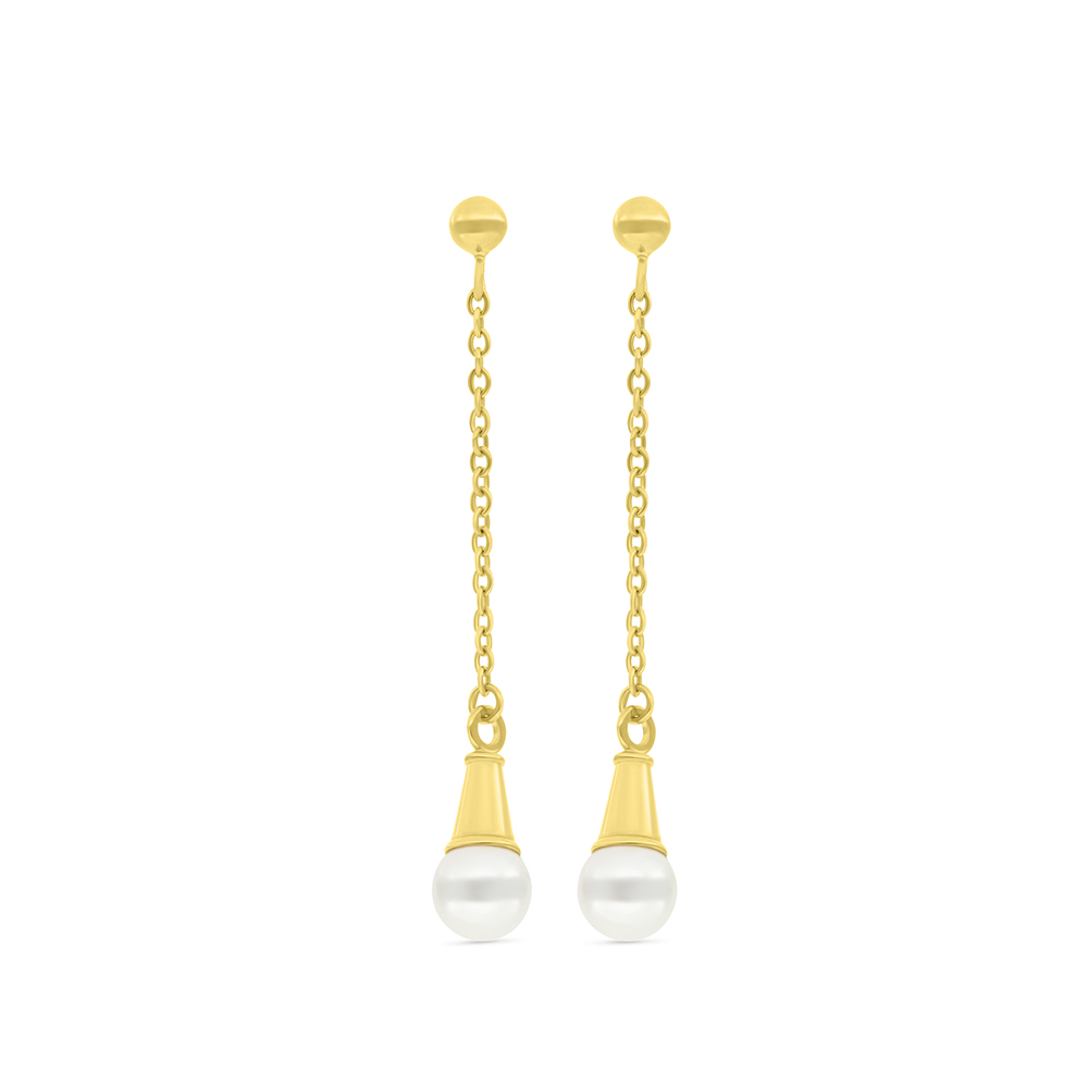 Sterling Silver 925 Earring Gold Plated Embedded With White Shell Pearl 
