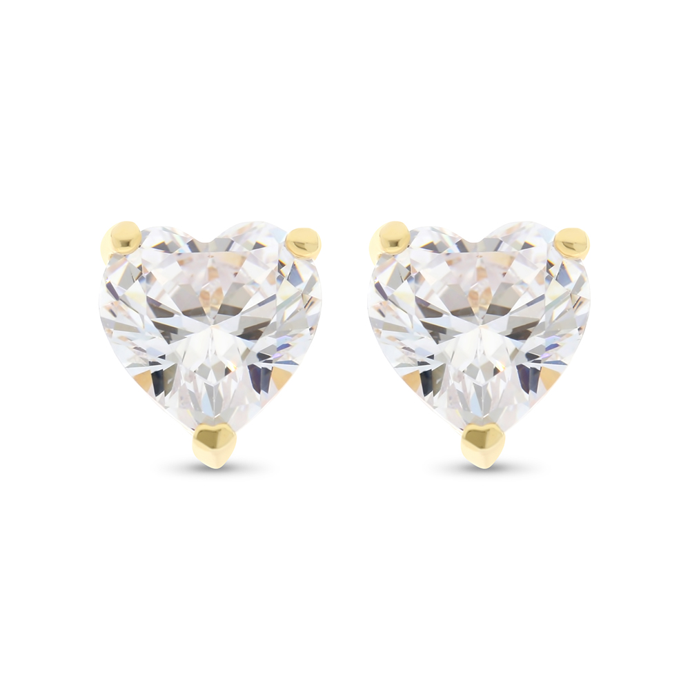 Sterling Silver 925 Earring Gold Plated Embedded With White CZ