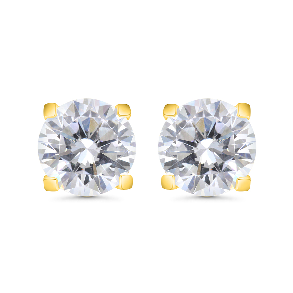 Sterling Silver 925 Earring Gold Plated Embedded With White CZ