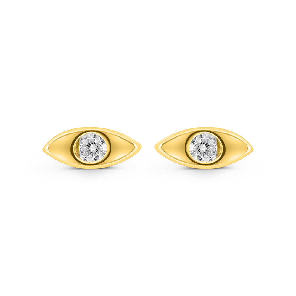 Sterling Silver 925 Earring Gold Plated Embedded With White CZ