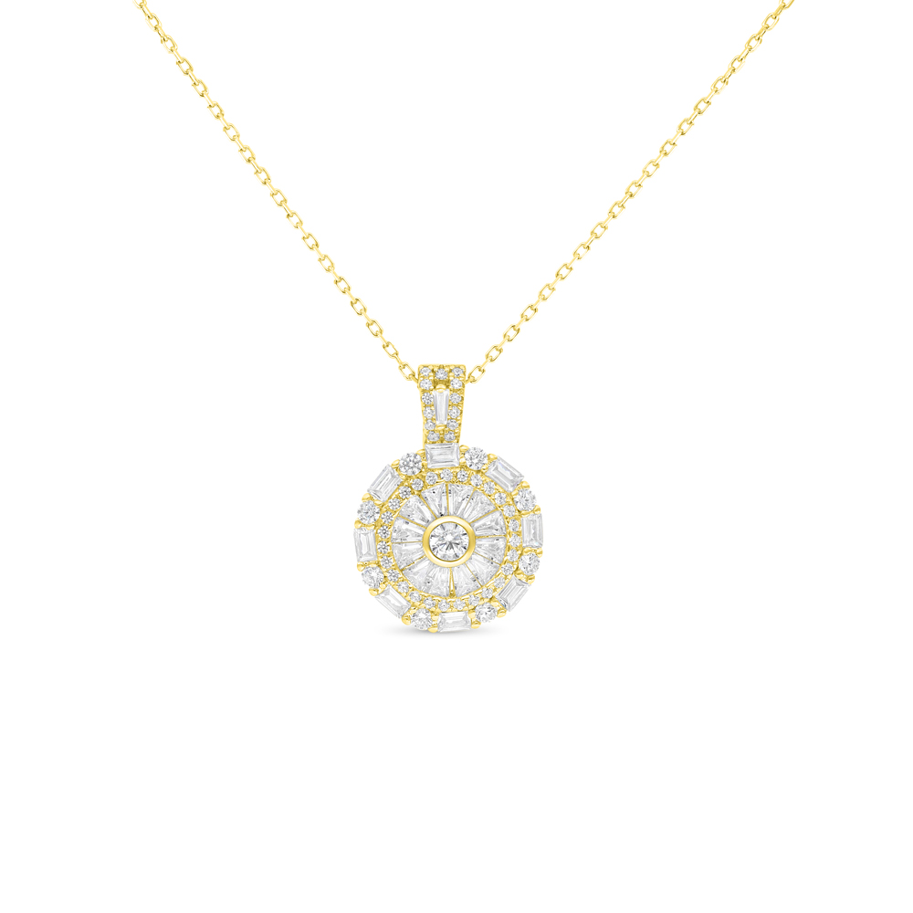 Sterling Silver 925 Necklace Gold Plated Embedded With White CZ