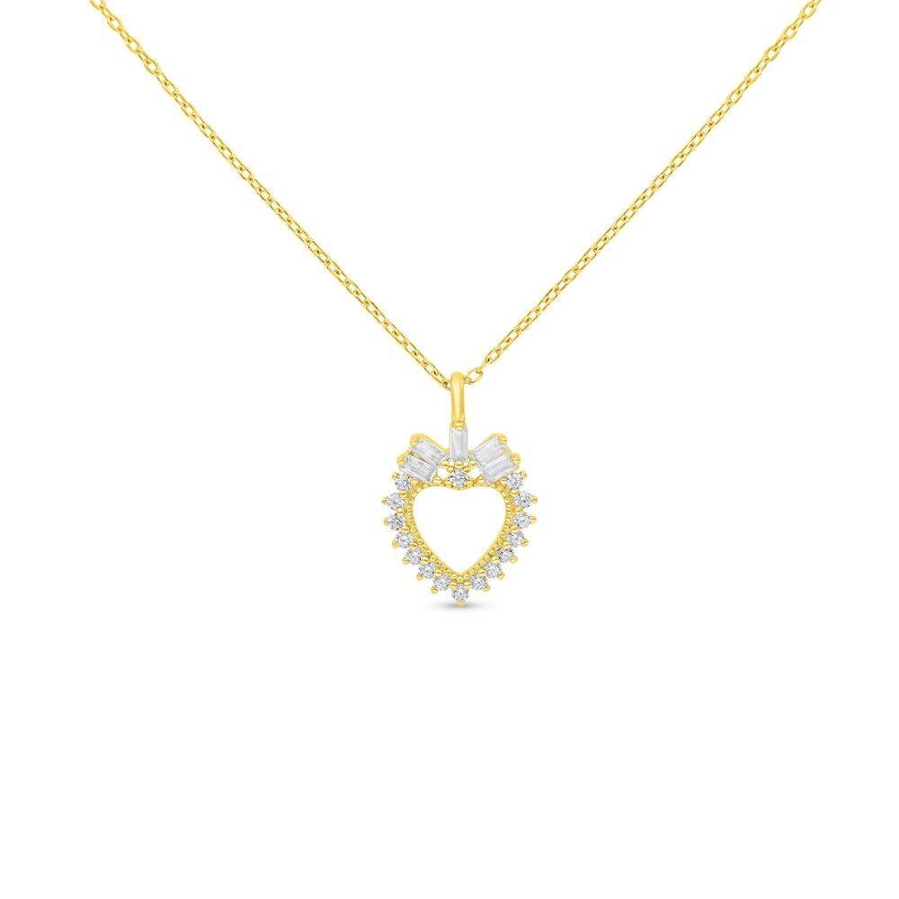 Sterling Silver 925 Necklace Gold Plated Embedded With White CZ