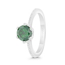 Sterling Silver 925 Ring Rhodium Plated Embedded With Emerald Zircon And White CZ