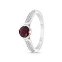 Sterling Silver 925 Ring Rhodium Plated Embedded With Ruby Corundum And White CZ