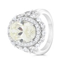 Sterling Silver 925 Ring Rhodium Plated Embedded With Yellow Zircon And White CZ