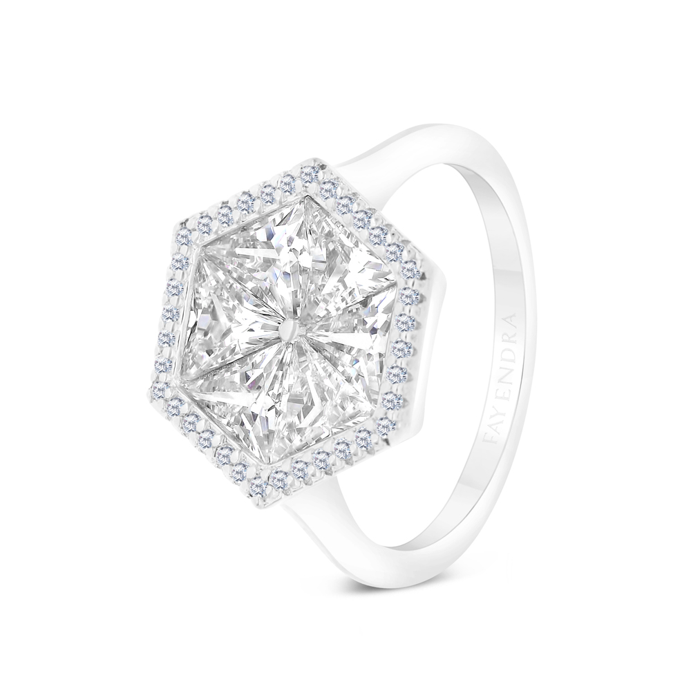 Sterling Silver 925 Ring Rhodium Plated Embedded With White CZ