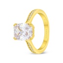 Sterling Silver 925 Ring Gold Plated Embedded With White CZ