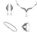 Sterling Silver 925 Set Embedded With Natural White Shell And White Shell Pearl And Marcasite Stones