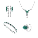 Sterling Silver 925 Set Embedded With Natural Green Agate And Marcasite Stones