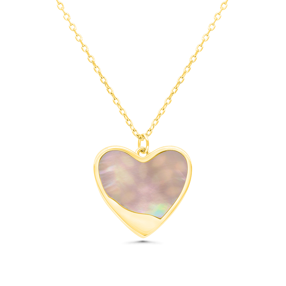 Sterling Silver 925 Necklace Gold Plated Embedded With Pink Shell