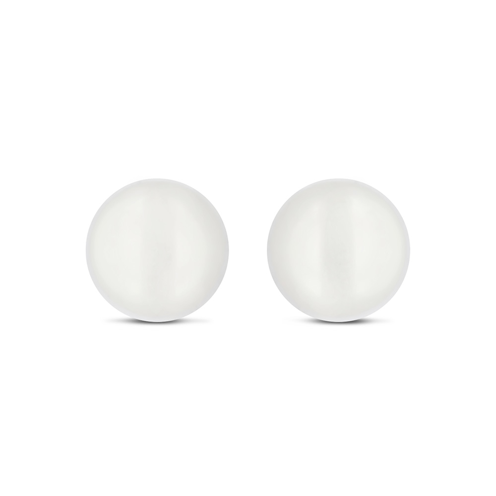 Sterling Silver 925 Earring Rhodium Plated Embedded With White Shell Pearl