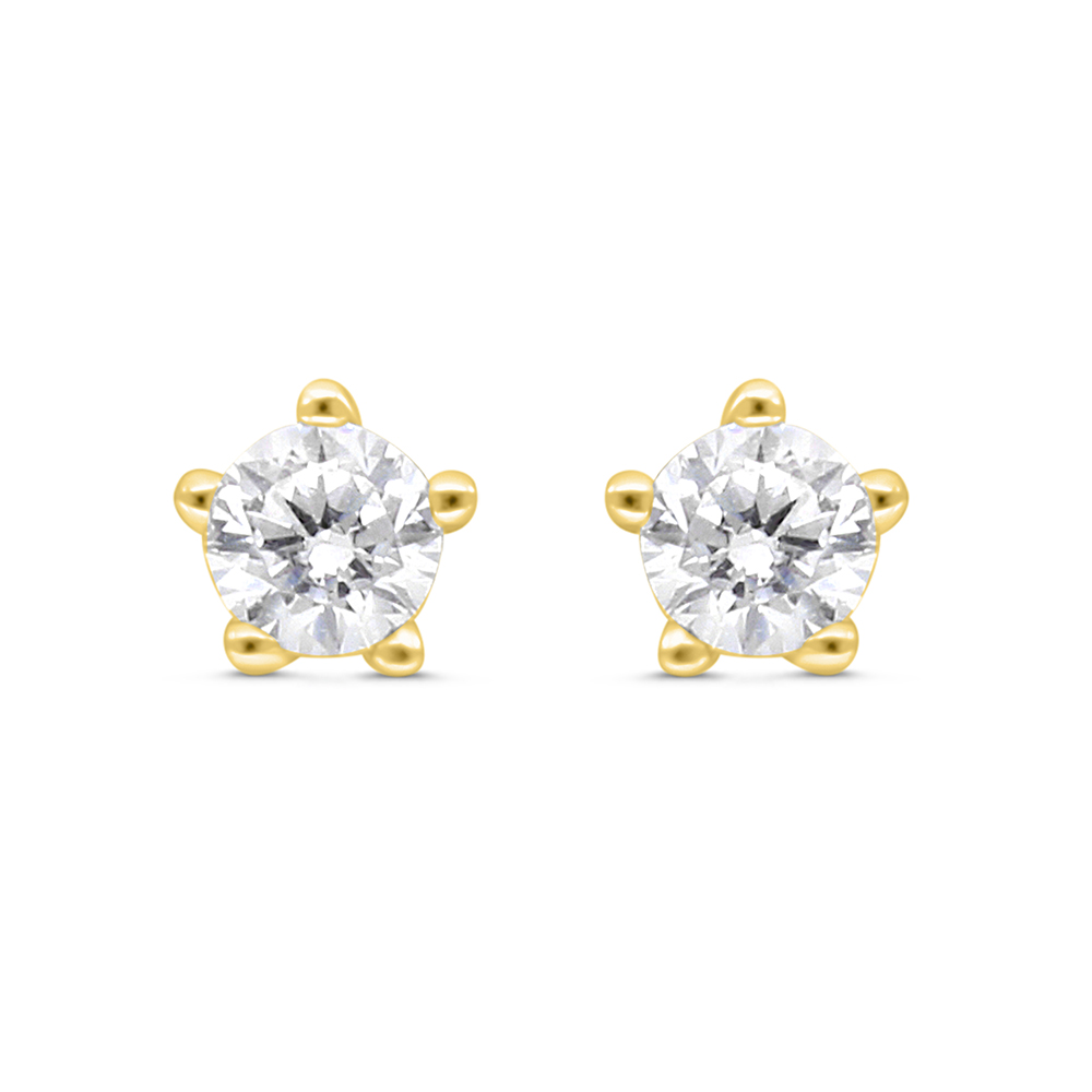 Sterling Silver 925 Earring Gold Plated Embedded With White CZ