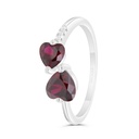 Sterling Silver 925 Ring Rhodium Plated Embedded With Ruby Corundum And White CZ