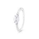 Sterling Silver 925  Ring Rhodium Plated Embedded With White CZ 