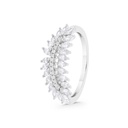 Sterling Silver 925 Ring Rhodium Plated Embedded With White CZ