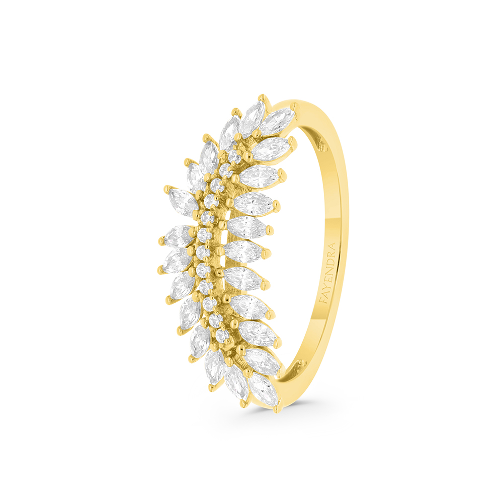 Sterling Silver 925 Ring Gold Plated Embedded With White CZ