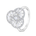 Sterling Silver 925 Ring Rhodium Plated Embedded With White CZ