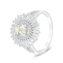 Sterling Silver 925  Ring Rhodium Plated Embedded With Yellow Zircon And White CZ