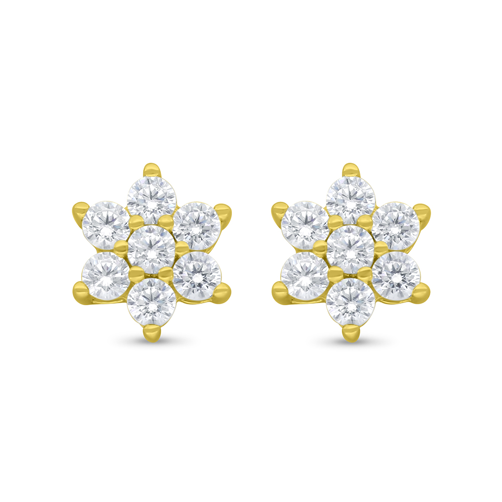 Sterling Silver 925 Earring Gold Plated Embedded With White CZ