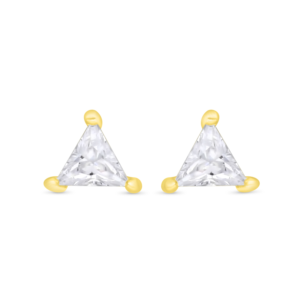 Sterling Silver 925 Earring Gold Plated Embedded With White CZ