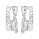 Sterling Silver 925 Earring Rhodium Plated Embedded With White CZ