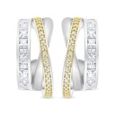 Sterling Silver 925 Earring Rhodium And Gold Plated Embedded With White CZ